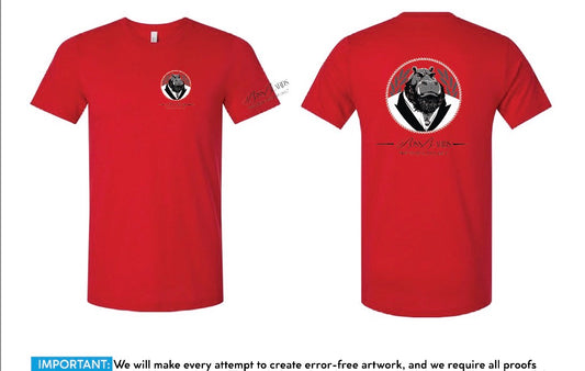 Red boss beard double sided print t shirt