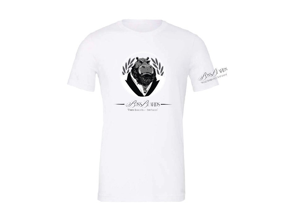 white boss beard t shirt