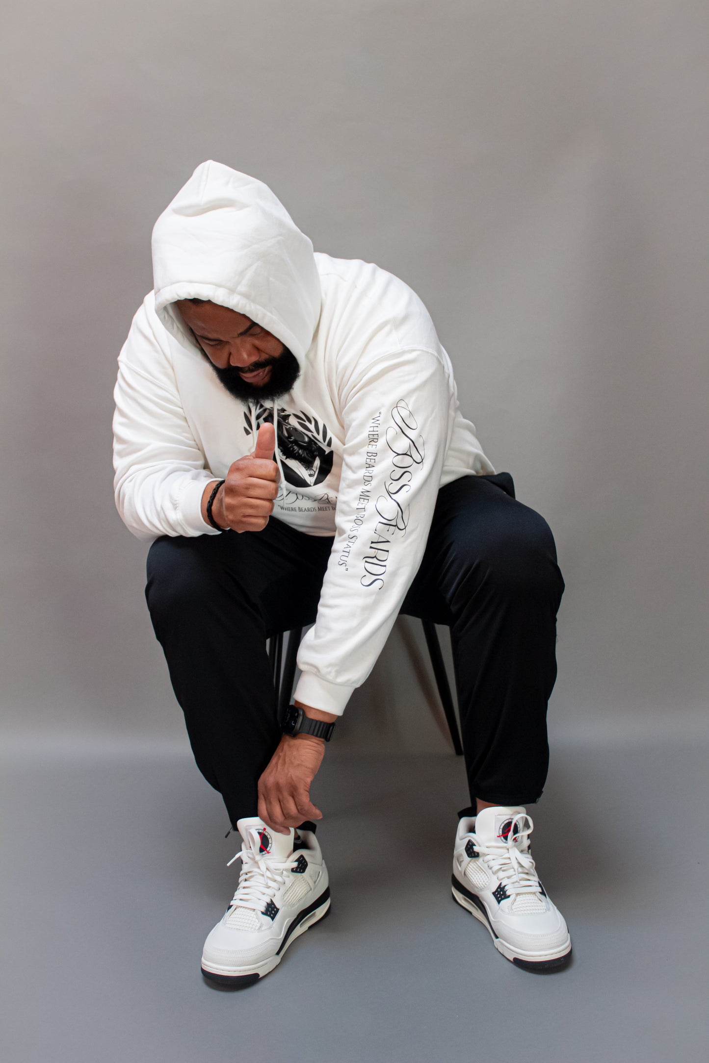 White Boss Beard Signature Hoodie
